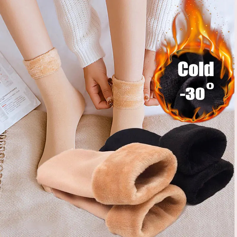 Chaussettes d'Hiver Chauffantes à Doublure en Laine
